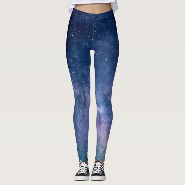 Legging Galáxia Nebula Yoga Calça Azul Espaço (Frente)
