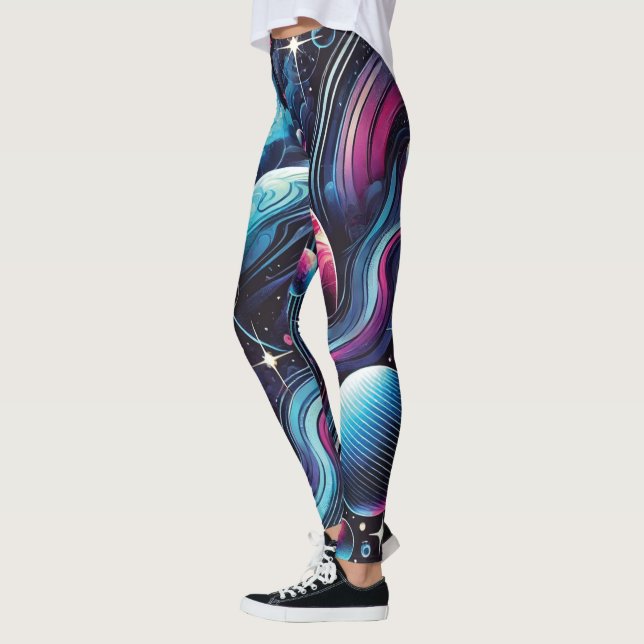 Legging Galáxia Planetária Vibrante Mulheres (Esquerda)