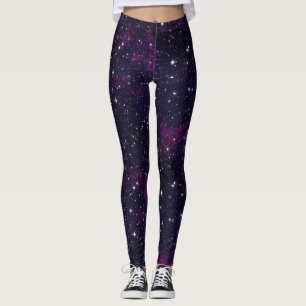Legging Galáxia roxa caneleiras modeladas