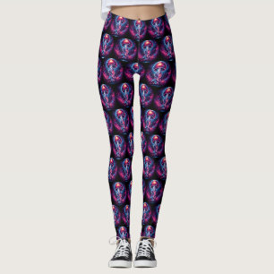 Legging Galáxia Trabalho de arte de medusa cósmica