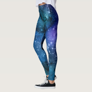 Legging Galáxias Amantes Starry Space Blue Sky White Spark