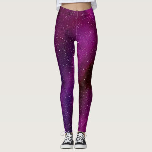 Legging Galáxias de Aquarela rosa púrpura