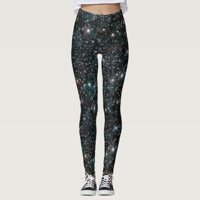 Legging Galáxias Estrelas Cósmicas de Preto Universo Espac (Frente)