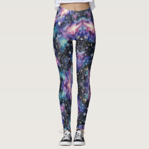 Legging Galáxias Nebulae Padrão de Estrelas Espalhadas