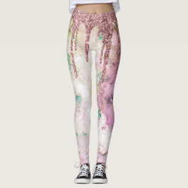 Legging Galaxy Rosa Glitter Dourado Glitter Drives Elegant