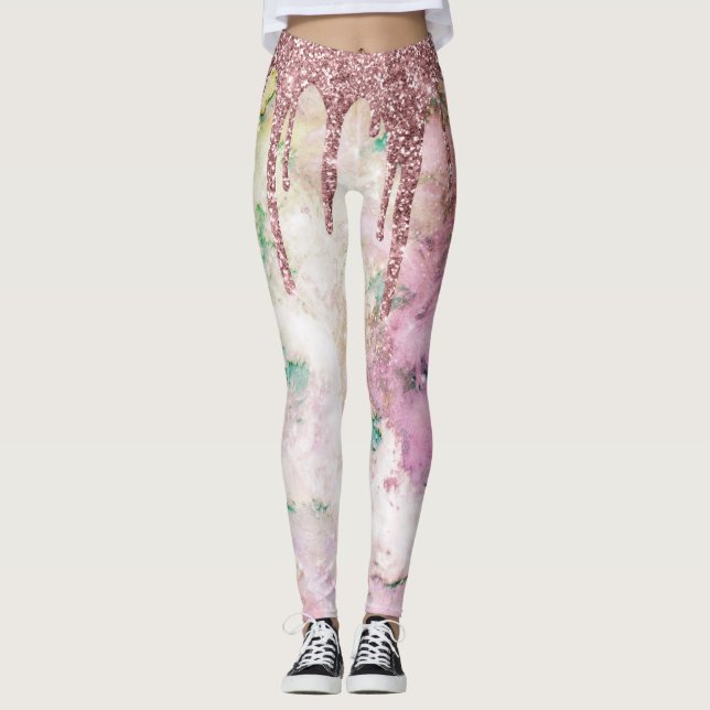 Legging Galaxy Rosa Glitter Dourado Glitter Drives Elegant (Frente)