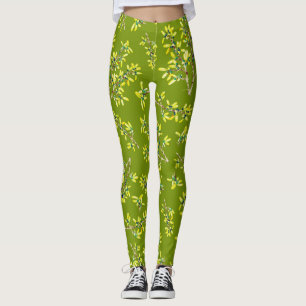 Legging Galhos de espinhos negros verdes