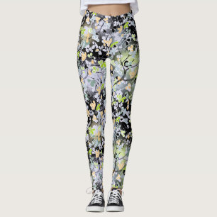Legging Galhos de primavera de abstrato sem costura folhas