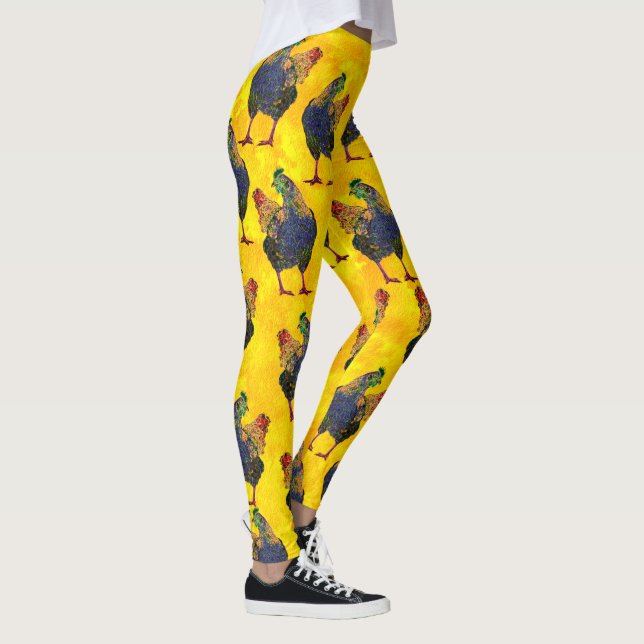 Legging Galinha colorida no amarelo - caneleiras (Direita)