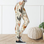 Legging Galinha Floral Cor-de-rosa-marfim<br><div class="desc">Leggings adoravam o padrão de frango.</div>