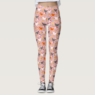 Legging Galinhas do Pink Flor Garden