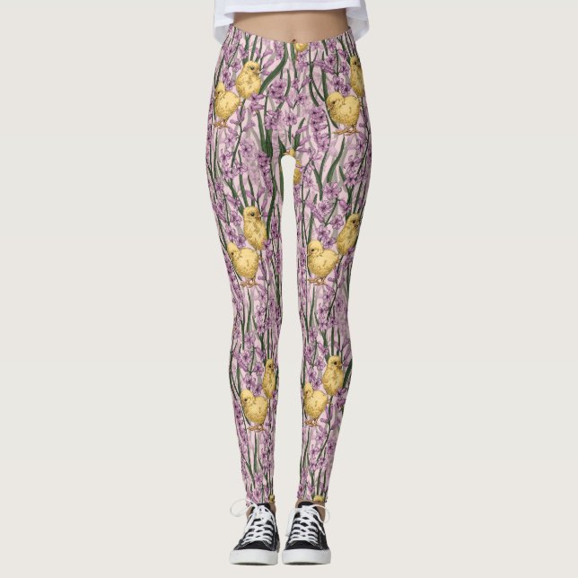 Legging Galinhas e jacintos a rosa (Frente)