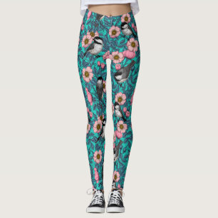 Legging Galinhas em rosa selvagem, rosa e azul