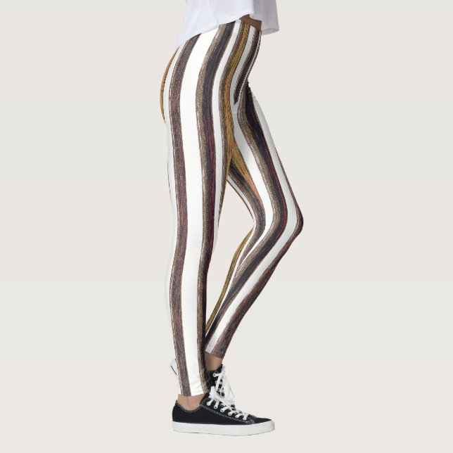 Legging Gamas Verticais Marrom e Branco Terrestres (Direita)