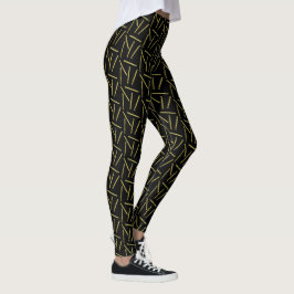 Legging Ganchos de crochê Artesanatos Dourados + Pretos