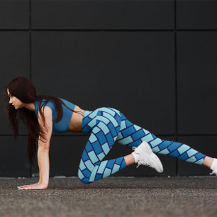 Legging Garota Colorida Blue Brick Gym Yoga Mulheres Leggi