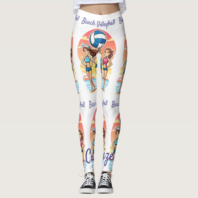 Legging Garotas de Voleibol de Praia Thunder_Cove (Frente)