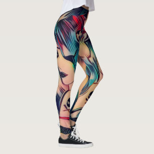 Legging Garotas góticas tatuadas com cabelo azul