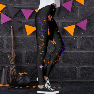 Legging Garotas Loucas no Halloween Roxo Laranja e Preto