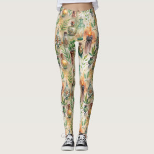 Legging Garrafa de Herbalista Rústica Verde Marrom