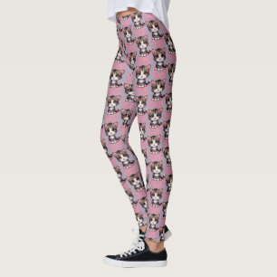 Legging Gatinho Chibi Kawaii, Puro e Adorável, de cor rosa