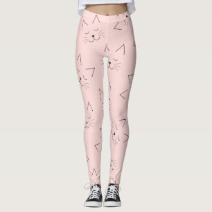 Legging Gatinho Gato Preto, Bonito, De Rosto Rosa