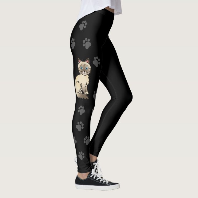 Legging Gato Birman Tabby de Pontos de Chocolate & Patas P (Direita)