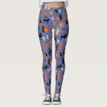 Legging Gato Bonito de Halloween Spooky<br><div class="desc">Um padrão bonito e assustador de gatos santificados em um fundo roxo com bruxas de gato, lanternas de abóbora, aranhas, crânios, fantasmas e zumbis. Eek! Arte original de Nic Squirrell.</div>