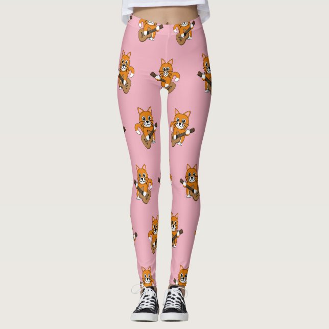 Legging Gato Branco De Cor Laranja Cura A Tocar Cartografi (Frente)