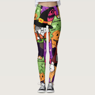 Legging Gato colorido no padrão de fantasia de halloween