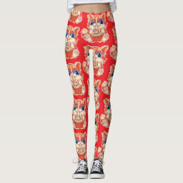 Legging Gato comendo pizza colorido