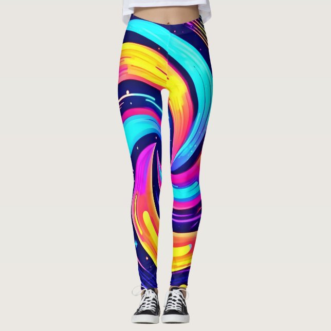 Legging Gato cosmico colorido (Frente)