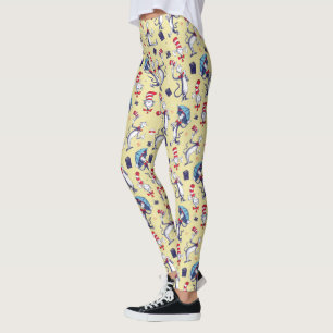 Legging Gato De Chapéu Padrão Amarelo