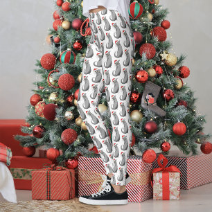 Legging Gato de Cinza de Natal engraçado