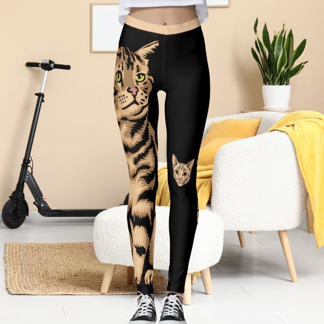 Legging Gato-de-gato-do-mato-preto personalizado (Criador carregado)