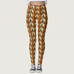 Legging Gato de Halloween de Feliz de outono