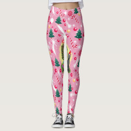 Legging Gato de Natal Rosa