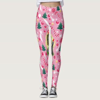 Legging Gato de Natal Rosa