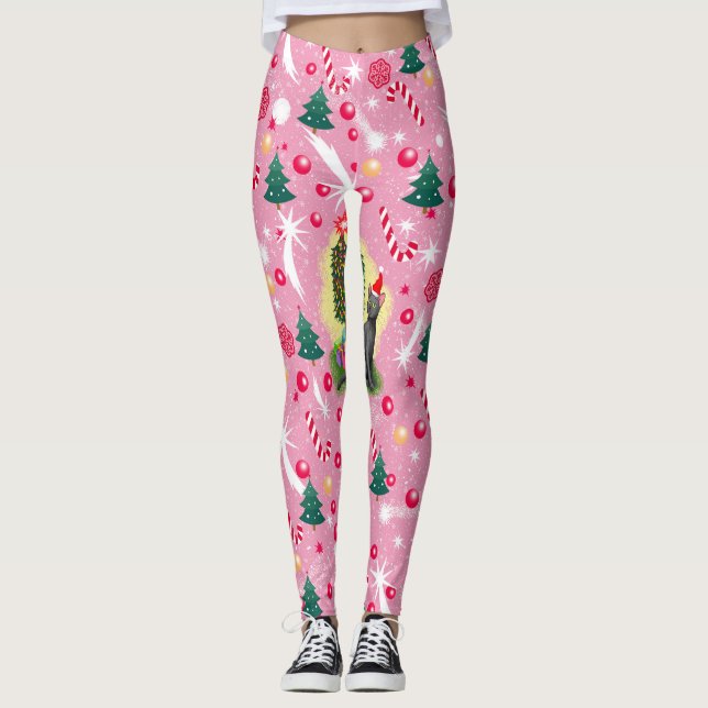 Legging Gato de Natal Rosa (Frente)