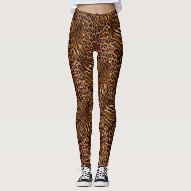 Legging Gato de pele de tigre-leopardo com manchas (Frente)