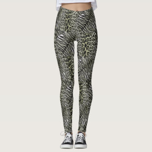 Legging Gato de pele de tigre-leopardo-com-ponta-cabeça