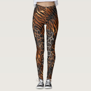 Legging Gato de pele de tigre-leopardo-com-ponta-cabeça