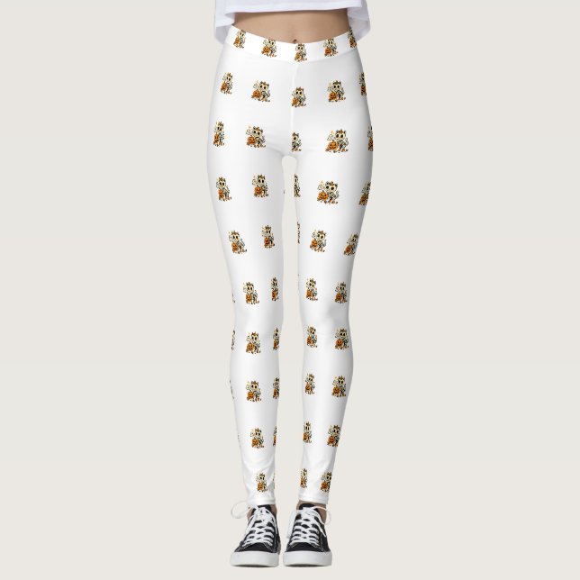 Legging Gato Esqueleto Fofo com Abóbora (Frente)