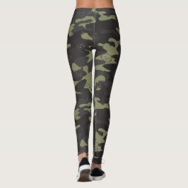 Legging Gato Gatito Pata Camuflagem Cinza Oliva Padrão Cam