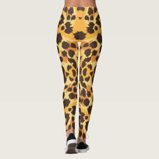 Legging Gato Leopardo Padrão de Pontos Laranja Marrom Safa
