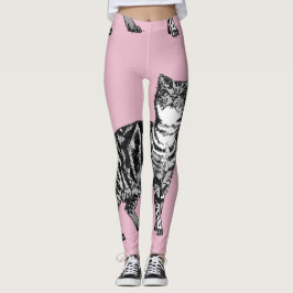 Legging Gato Malhado Animal Legal Preto e Rosa Bebê Leggin