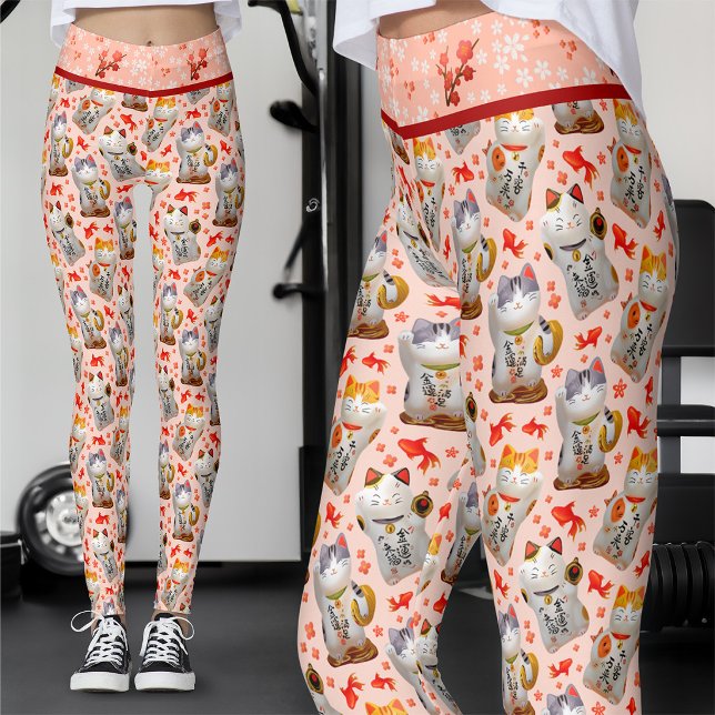 Legging Gato Maneki Neko Japonês Rosa e Sushi (Criador carregado)