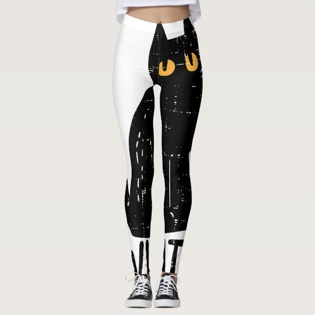 Legging Gato Negro Que Faca Engraçada Pet De Halloween Ass (Frente)