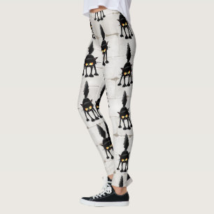 Legging Gato Preto Cartoon Engraçado e Feroz
