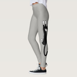 Legging Gato Preto e Branco Seguindo | Engraçado Tuxedo Ca